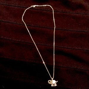 Elephant, crystal with silver tone necklace